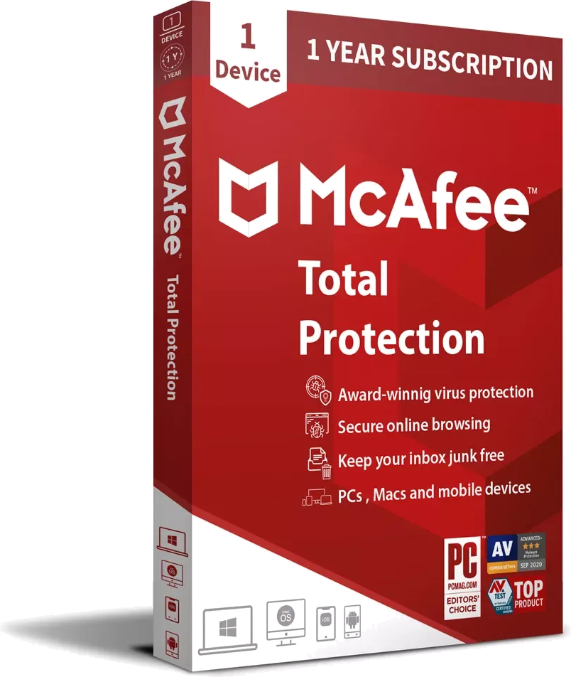 McAfee Total Protection Family software box